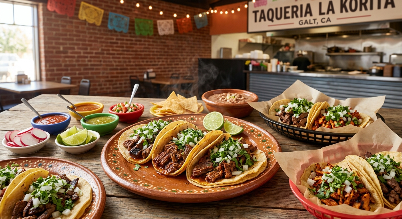Taqueria La Korita tacos with fresh salsa and Mexican toppings