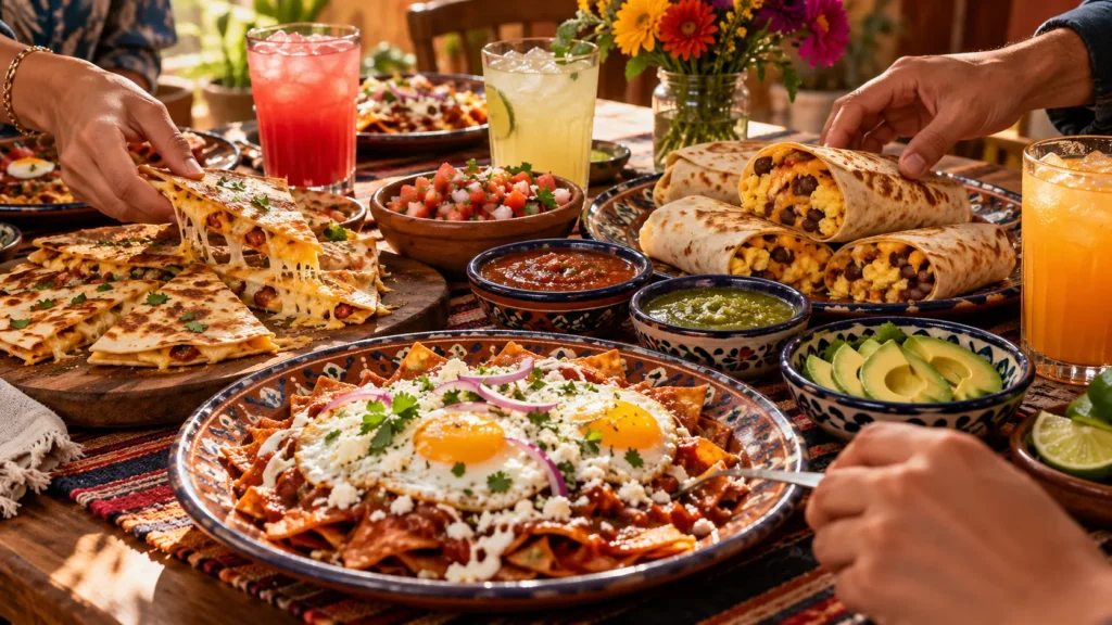 Mexican Breakfast Galt CA with breakfast burritos, cheesy quesadillas, chilaquiles, fresh salsa, and aguas frescas.